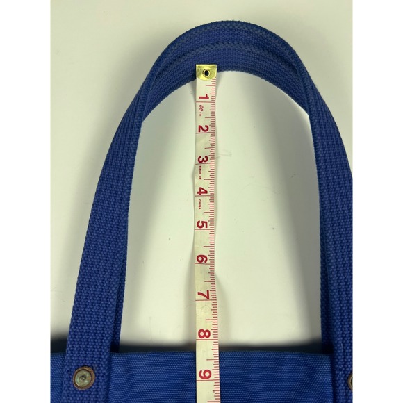 Ralph Lauren Blue Canvas Tote Bag Yellow‎ Pony & Number 3 Beach Shopper - Picture 8 of 14